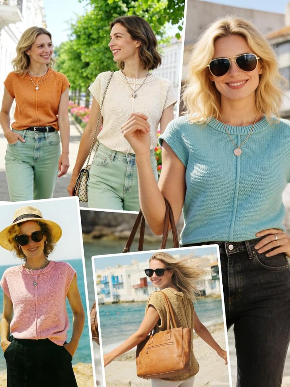 Women's Khaki Summer Tops Western Boho Sweater Vest Fashion Trendy Casual Outfit - Picture 4 of 5